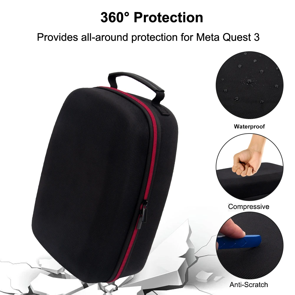 Estuche de transporte de viaje a prueba de polvo para Meta Quest 3, bolsa portátil para auriculares VR, caja de carcasa dura EVA, accesorios de VR