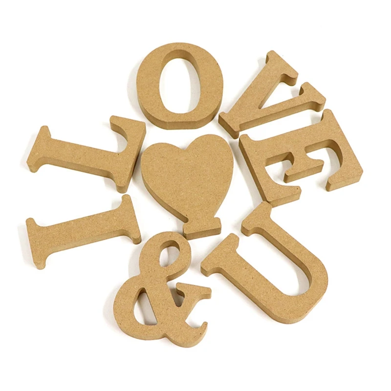 Top-43PCS Wood Letters, Unfinished Wood Letters Decorative Standing Letters Slices Sign Board Decoration For Craft Home