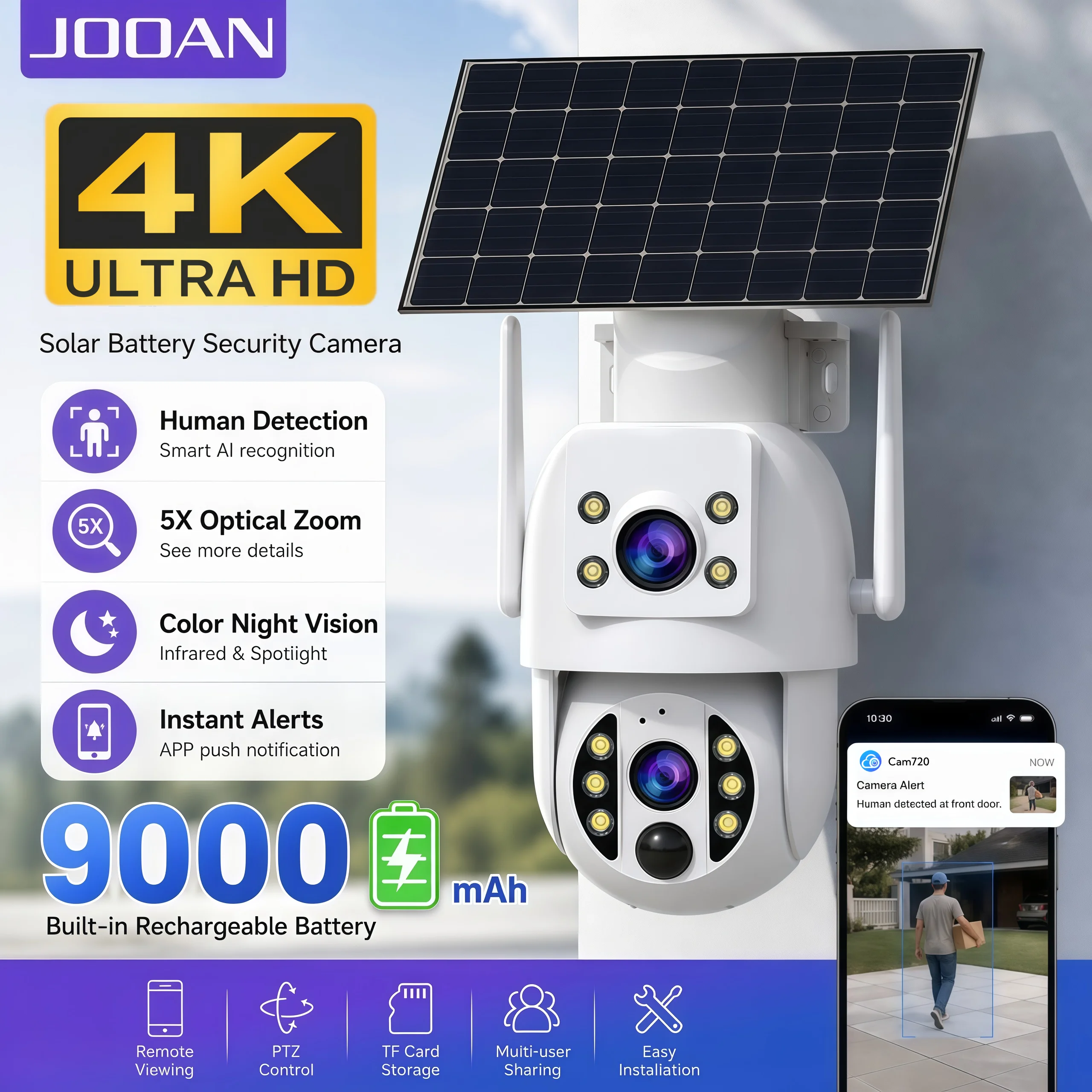 Camera Solar Wireless - JOOAN Kamera Luar Ruangan WiFi 4K