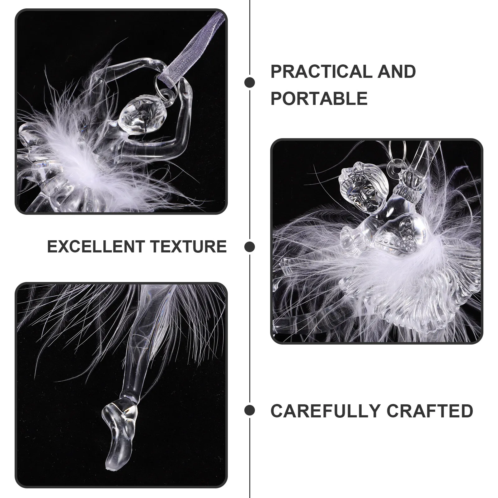 Clear Acrylic Ballerina Ornaments Set – 2pcs Dance Charms for Christmas Tree, Window, Wall & Phone Decor