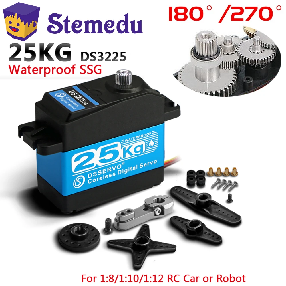 Servo numérique à couple élevé, 25kg, DS3225, télécommande, entièrement en métal, engrenage en acier inoxydable, étanche pour voitures RC 1/8 1/10 1/12, bricolage robotique