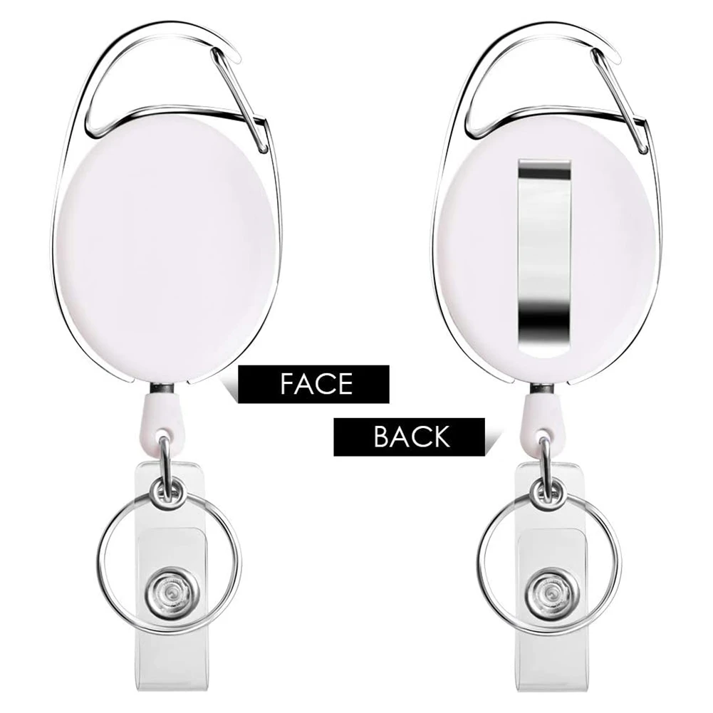 ABDE-Retractable Badge Holder With Carabiner Reel Clip And Key Ring For ID Card Key Keychain Holders Black 10 Pieces