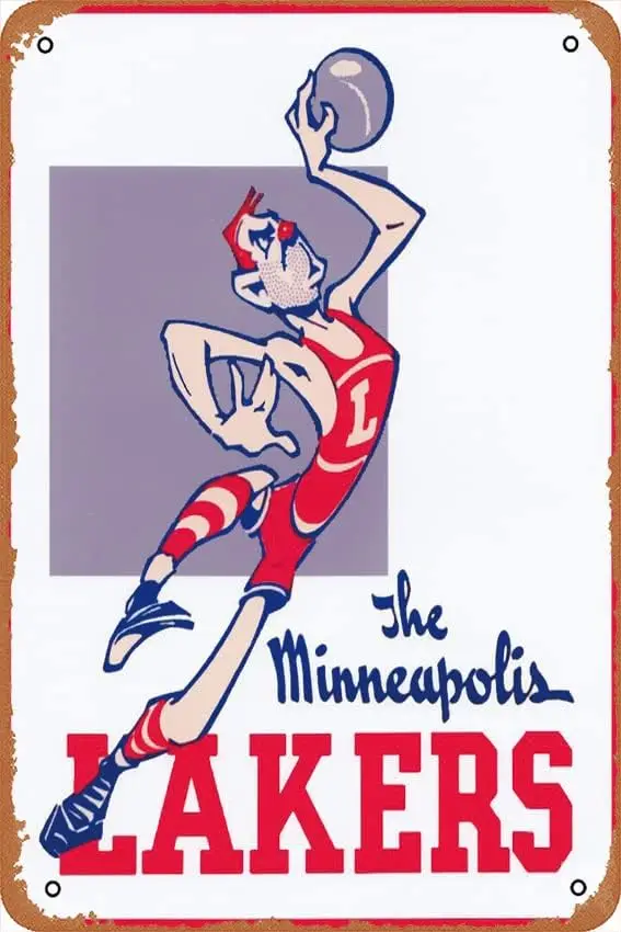 1947_MINNEAPOLIS_LAKERS_VINTAGE_BASKETBALL_ART_MINNESOTA_HOOPS poster Retro tin Sign Wall Art Decor Metal Sign Decoration S sign
