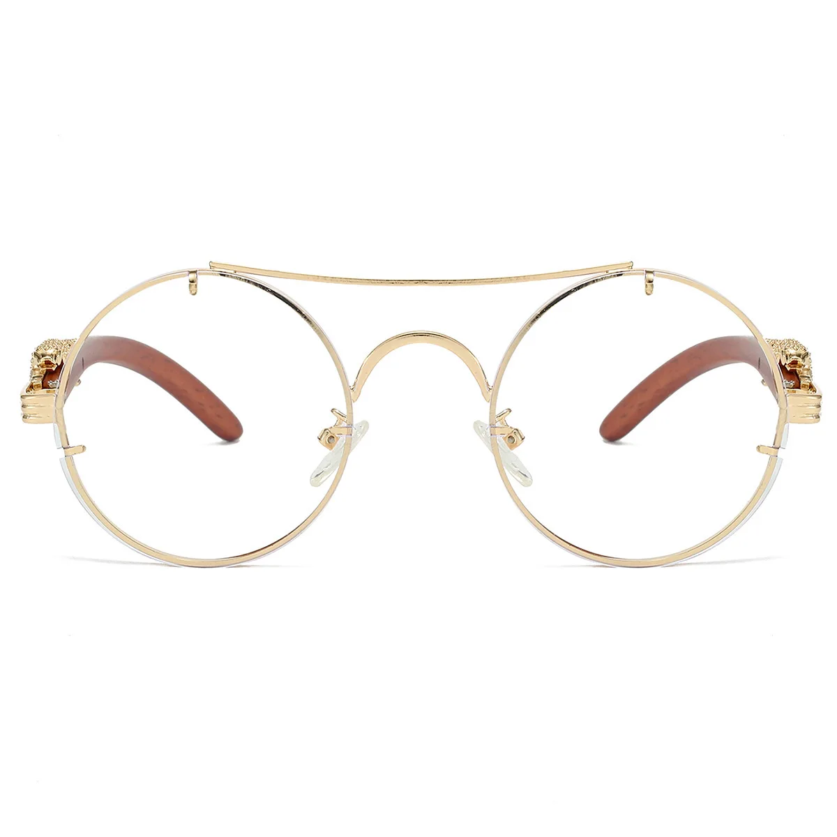 Neue Vintage Runde Sonnenbrille Für Männer Frauen Doppel Balken Leopard Kopf Modische Trendy Hohe Qualität UV Beständig Fahren Glasse – Detail 16