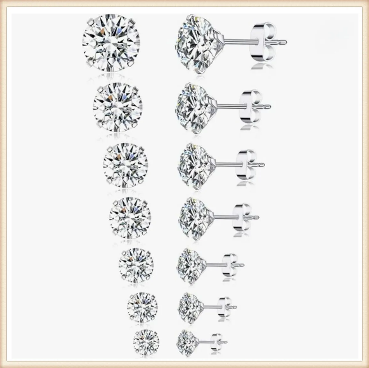 

18K solid real gold lab grown diamond 4 claw V-shaped diamond earrings factory wholesale custom platinum bead screw back