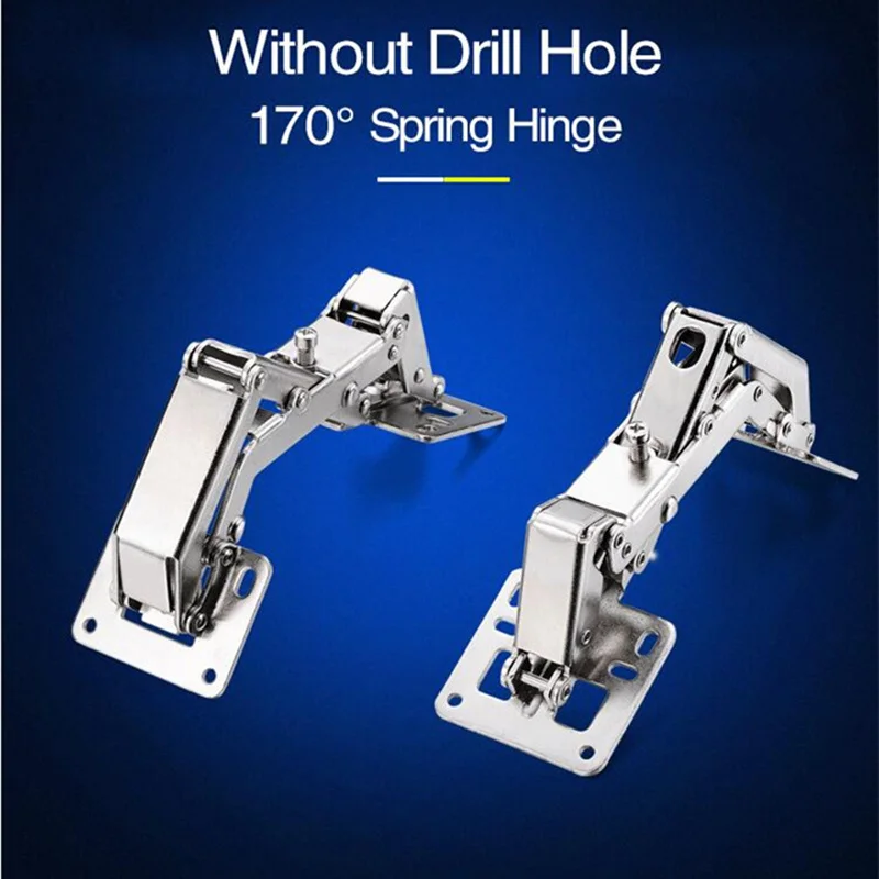 Heavy Duty Door Hinge Adjusted 130-170 Degrees Hinge for Corner Cabinet Door No-Drilling Hole Bridge Shaped Spring Hinge