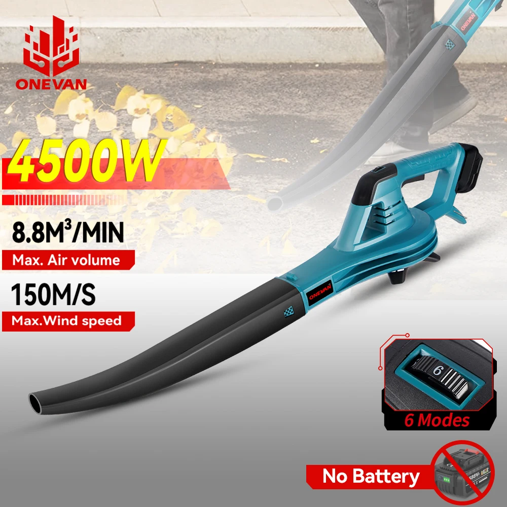 ONEVAN 150M/S Electric Air Blower 4500W Cordless Leaf Snow Blowing Cleaning Dust Suction Power Tools For Makita 18v Battery