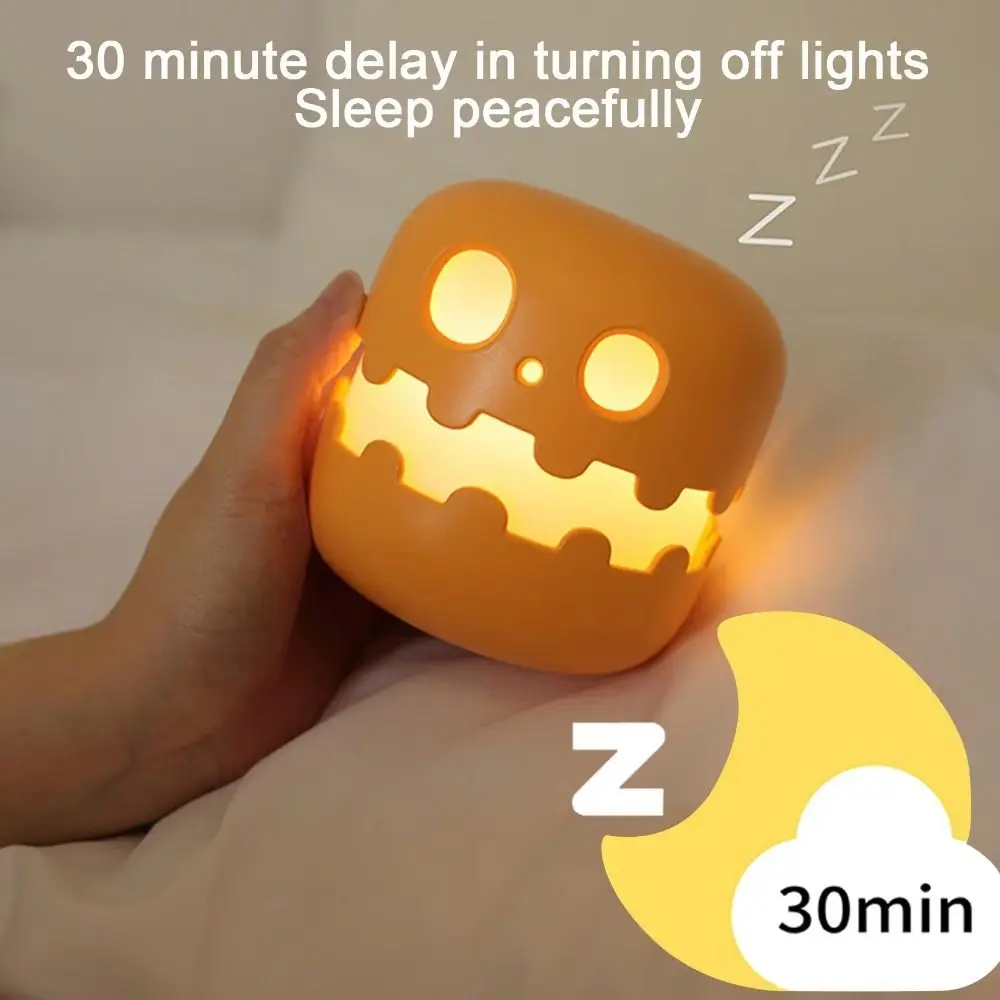 Creative Halloween Pumpkins Lamp Auto-off Timer Dimmable Pumpkin Night Light Push Type Ornament Fun Atmosphere Light Festival