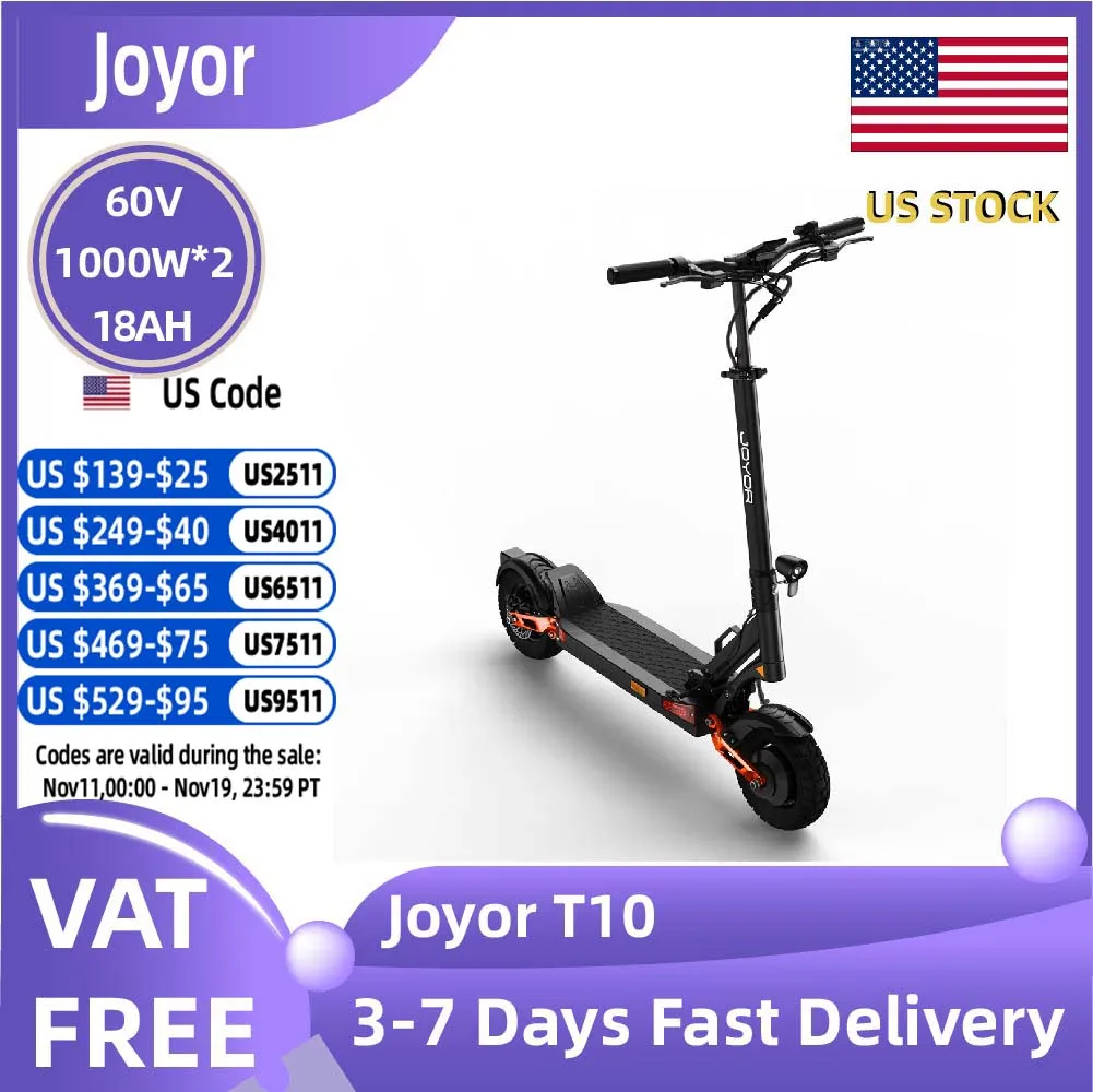 Joyor T10 الكبار E-سكوتر 1000 واط * 2 موتور 60V18Ah Escooter 10 بوصة على الطرق الوعرة الإطارات على الطرق الوعرة سكوتر كهربائي #1