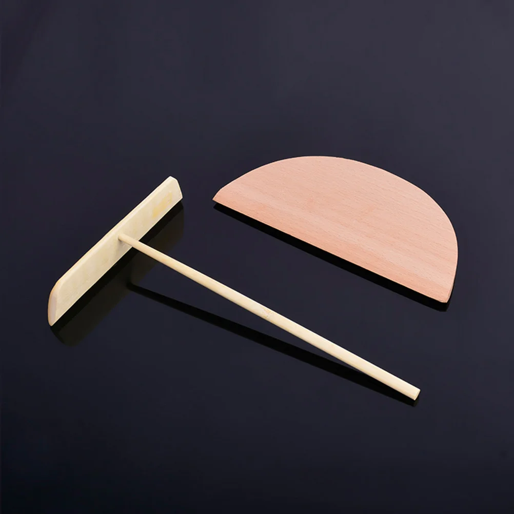 

1pc Wooden Pancake Spreader Beechwood Semi-Circular Smooth Kitchen Tool For Crepes Non-Toxic Lightweight Baking Utensil