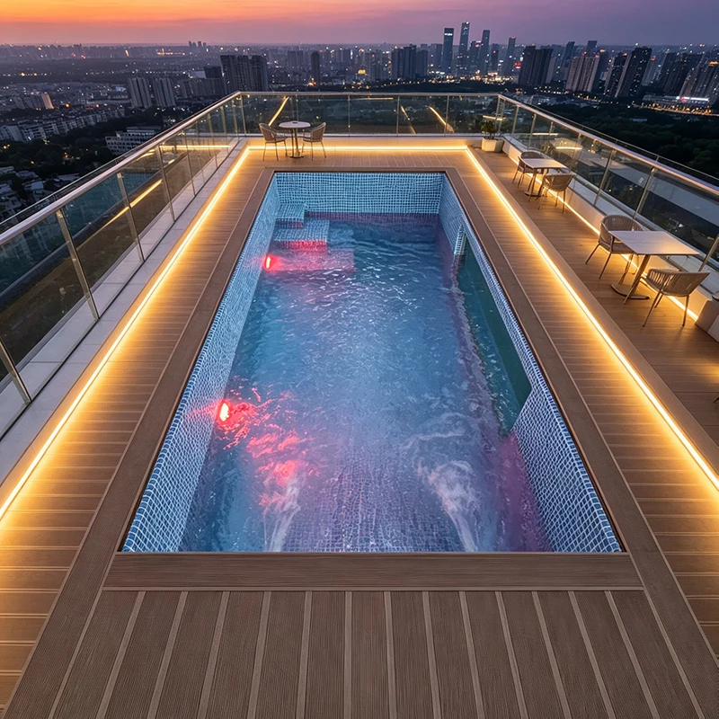 Backyard Shipping Container Swimming Pool Luxury Outdoor Steel Pool with Acrylic Viewing Panel and Easy Installation