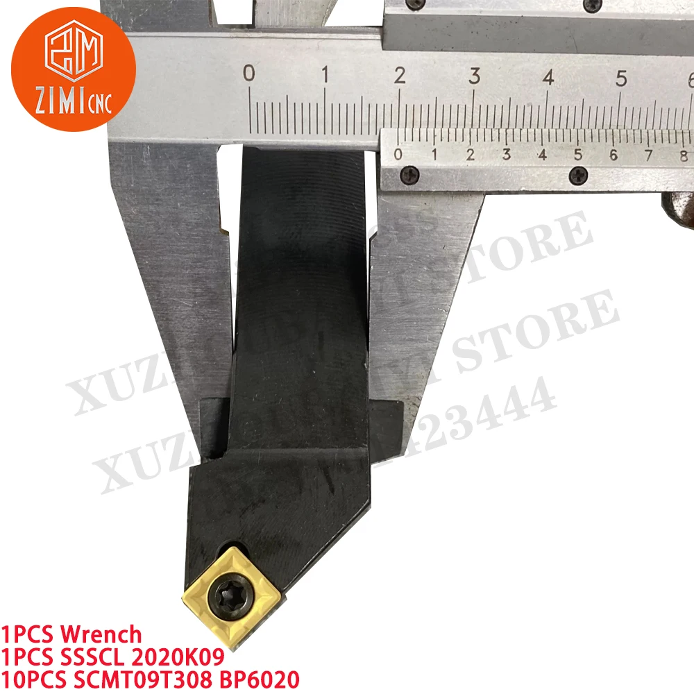 1PCS SSSCL2020K09 Suporte de ferramenta de torneamento de torno de 20 mm + 10PCS SCMT09T308 Inserções de carboneto Ferramentas CNC torno de metal mecânico ferramenta de corte