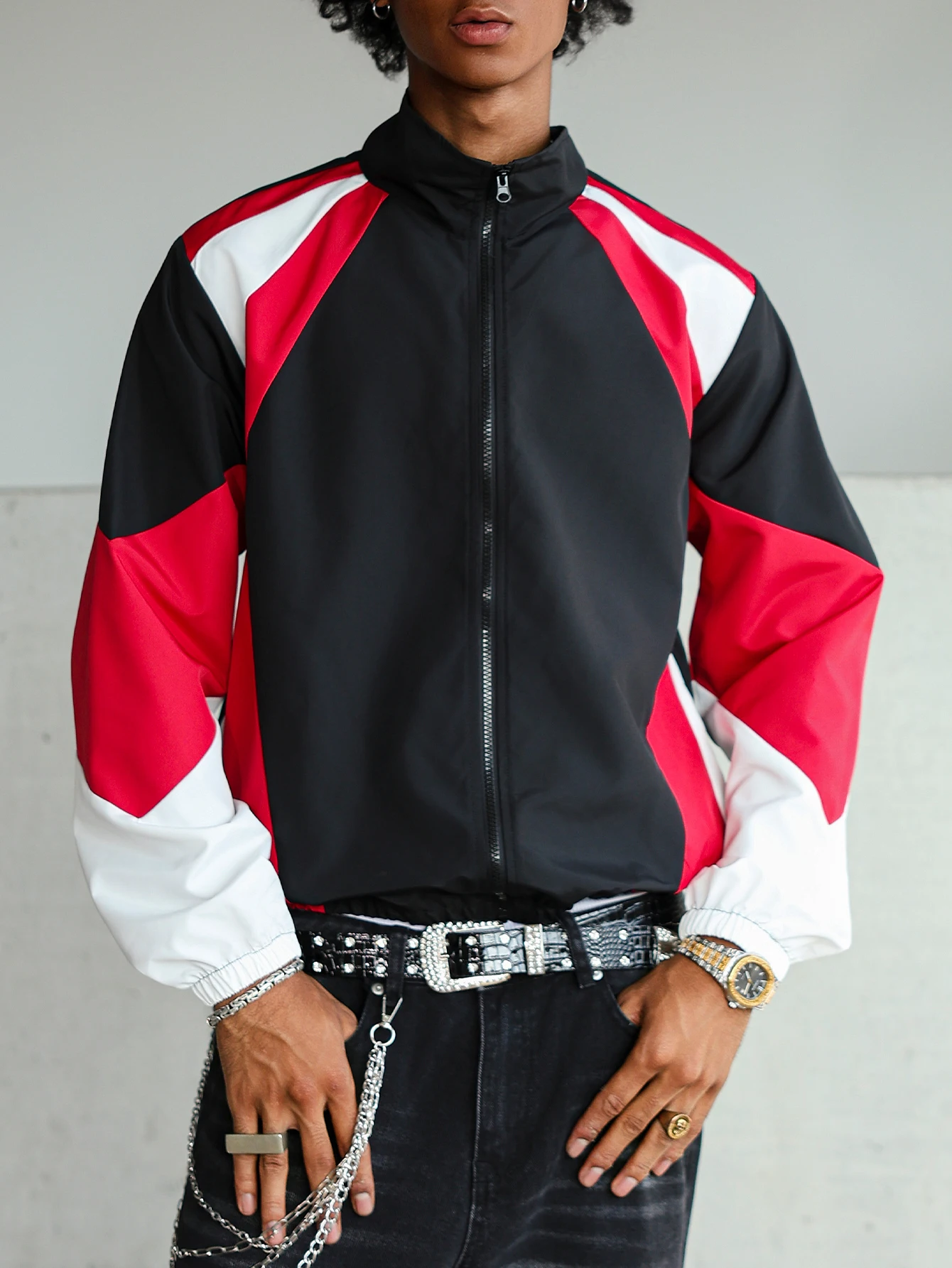Herren Farbblock-Jacke, Leichtgewichtig, Lässig, Reisegeeignet, Winddicht und Verschleißfest, Hochwertiger Stoff, Geschenk für den Freund – Detail 1