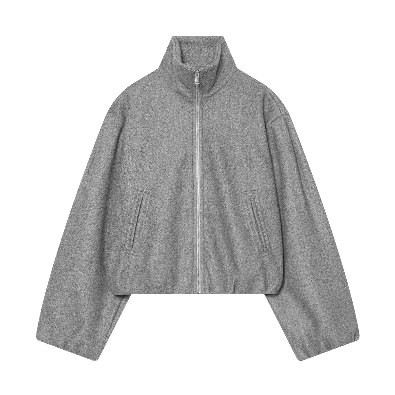 Women's Soft Aviator Jacket 2026 Winter New Fashion Stand Collar Long Sleeve Elastic Hem Pocket Coat
