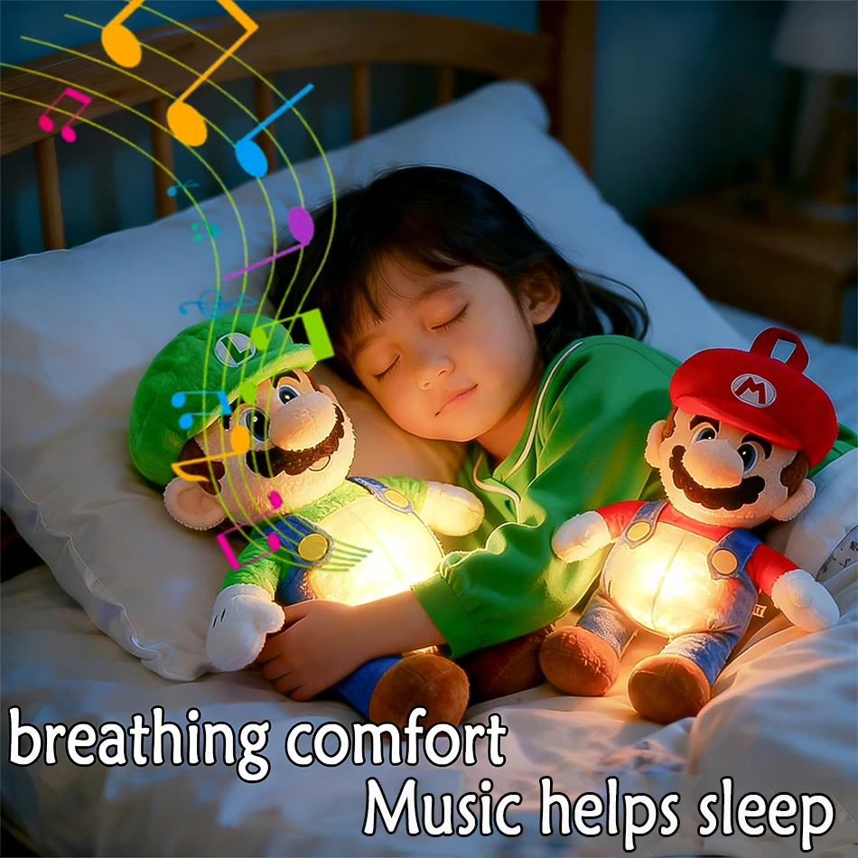 

kawayi SUPERS MARIO Plush Baby Soothing Breathing / Soothes ToyDoll Plush Toy Children Music Sleep Companion Toy Kids Xmas