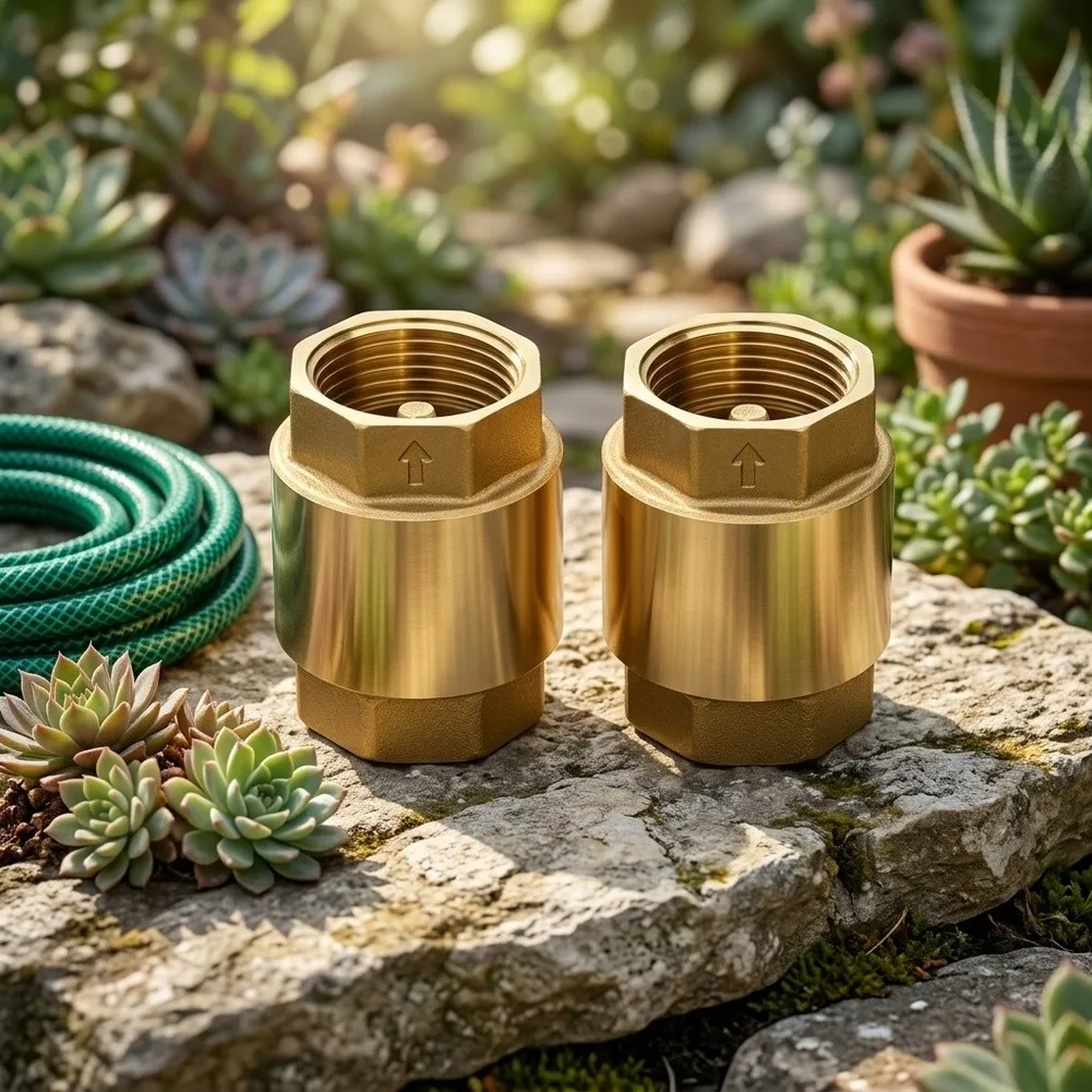 Brass Check Valve 3/4 Inch with Flow Arrow Marking for Proper Directional Installation in Pump and Heater Applications
