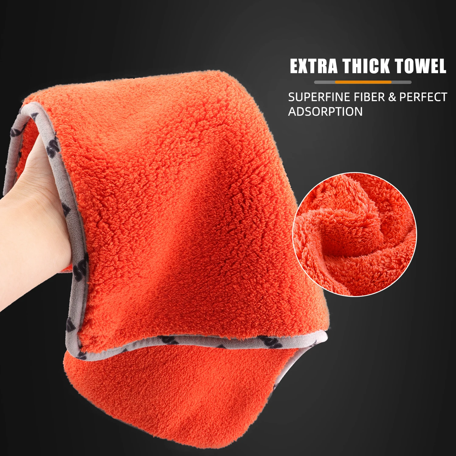 (Bulk Sale 1-20Pcs) GSM1200 SPTA Orange Soft Microfiber Multifunctional Towel Car Washing  Auto Cleaning Drying Cloth