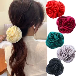 Korean cloth flower rose roll flower hair accessories handmade small flower hair light luxury grip clip advanced sense simple an
