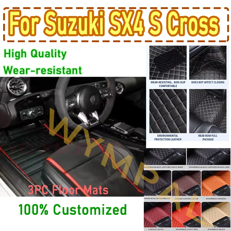 

Luxury Custom Car Floor Mats For Suzuki SX4 S Cross 2020 2021 2022 Auto Automotive Leather Men Women Car Mats Full Coverage Pads