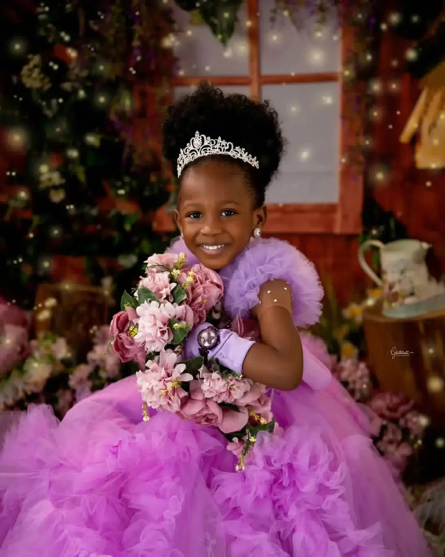 Lilás vestidos da menina de flor para o casamento rendas apliques babados cristais vestido da menina para photoshoot primeira comunhão vestido personalizado