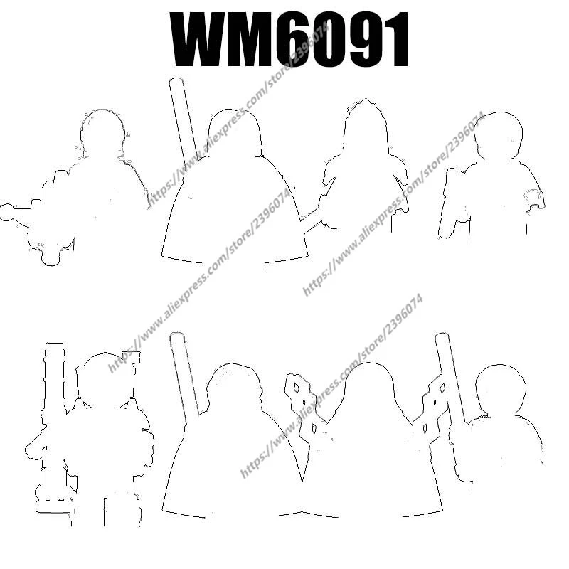 WM6091 figuras de acción, accesorios de película, bloques de construcción, juguetes, WM971, WM972, WM973, WM974, WM975, WM976, WM977, WM978