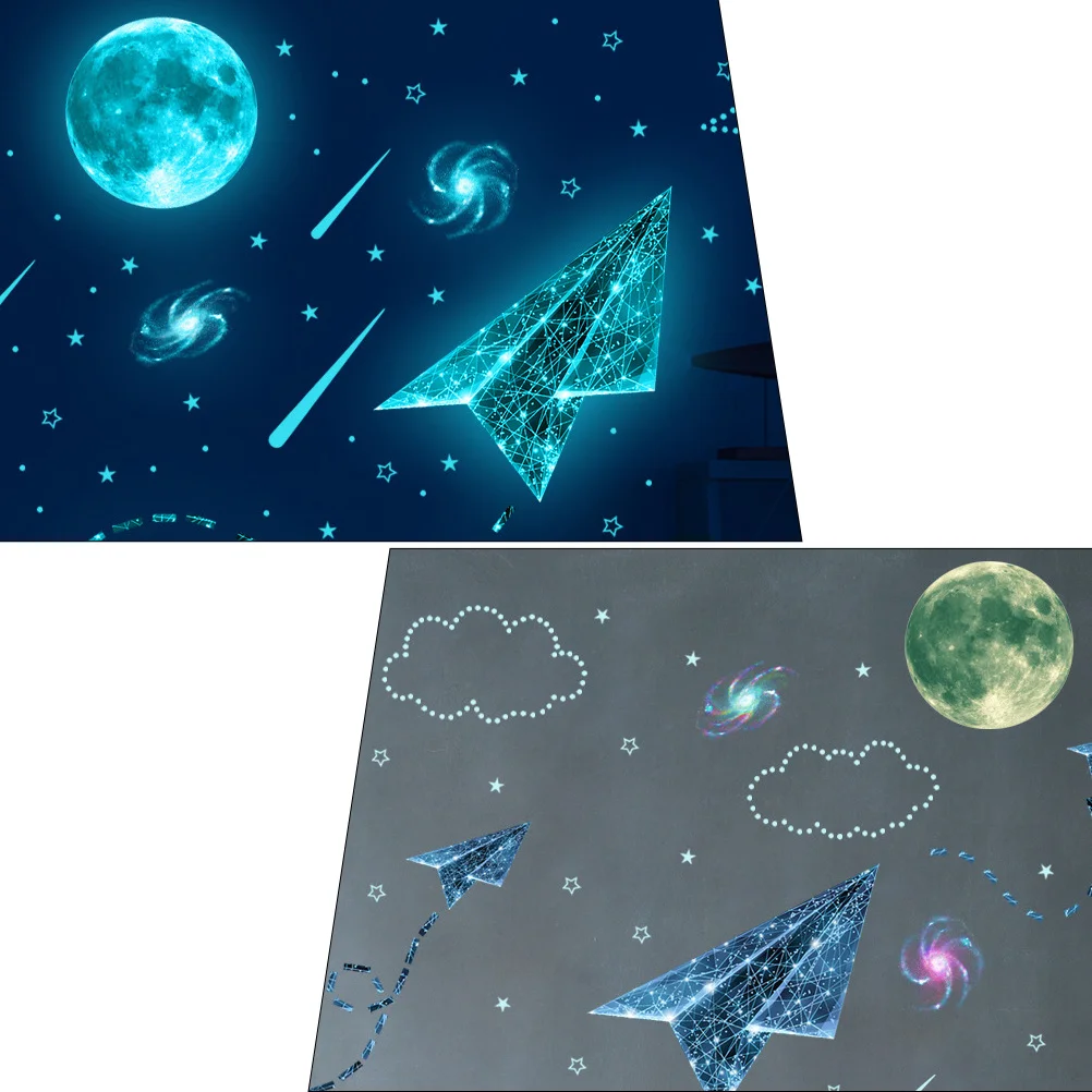 

1Set Luminous Wall Sticker Stars Moon Decal Glow in The Dark Room Decor Decal Glow in The Dark Stickers