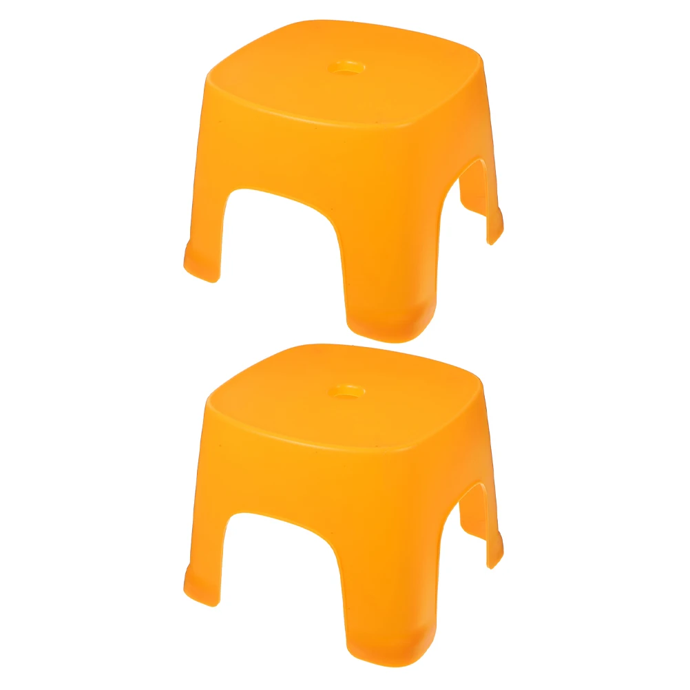 2 Pcs Multifunctional Stool Household Footstool Bathroom for Toilet Yellow Stools Bathrooms Child