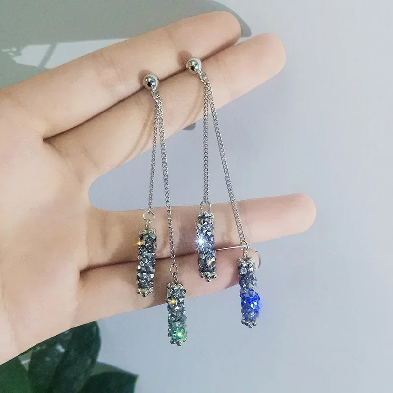 Temperament fashion jewelry crystal from Austrian cylindrical child earrings female personality long tassel earrings for Woman