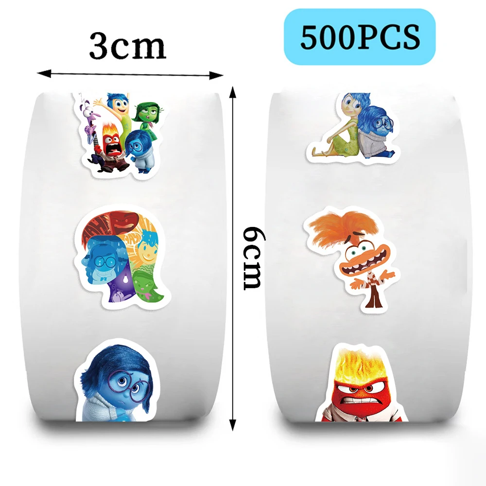 500pcs/Roll Disney Inside Out 2 Graffiti Stickers for Kids Waterproof Graffiti Skateboard Phone Laptop Cute Decoration Sticker