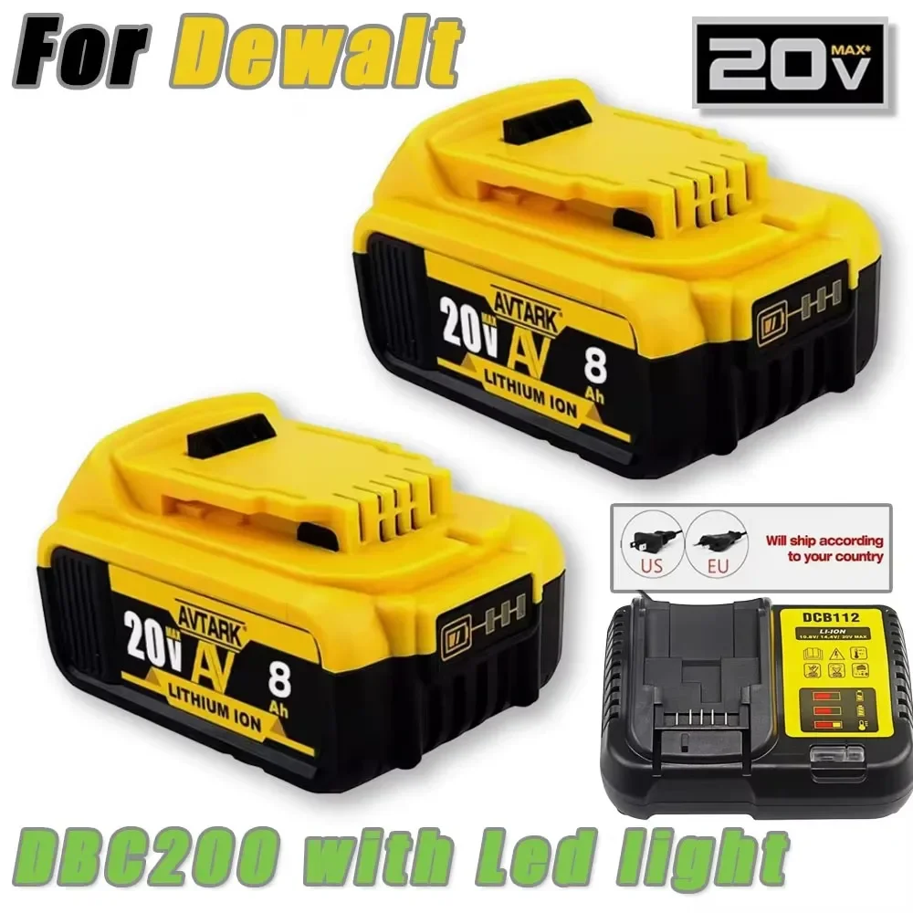 

8000MAH For Dewalt DCB200 Replacement Battery Compatible For Dewalt 18V 20V Tools DCB120 DCB182 DCB200 DCB609 Battery