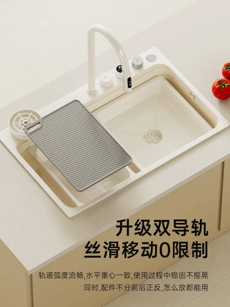 Sink Nano 304 Stainless Steel Vegetable Basin Cream Wind White Kitchen Household Dishsink