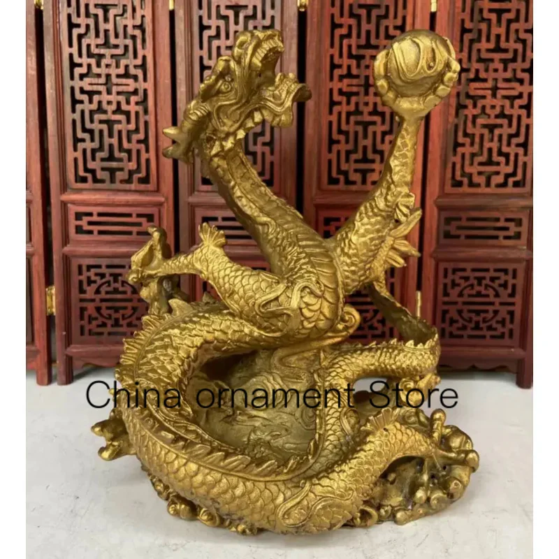 

China brass Feng Shui recruit wealth dragon crafts statue