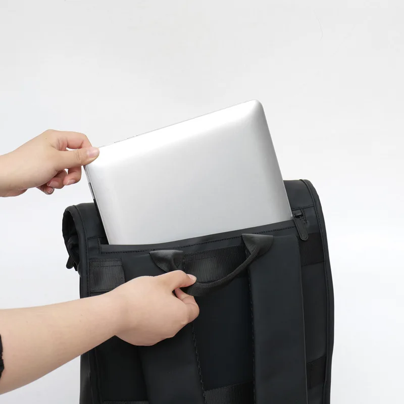 Foreign trade versatile backpack side open computer bag men's waterproof pu bag curly hair trend fashion lightweight backpack