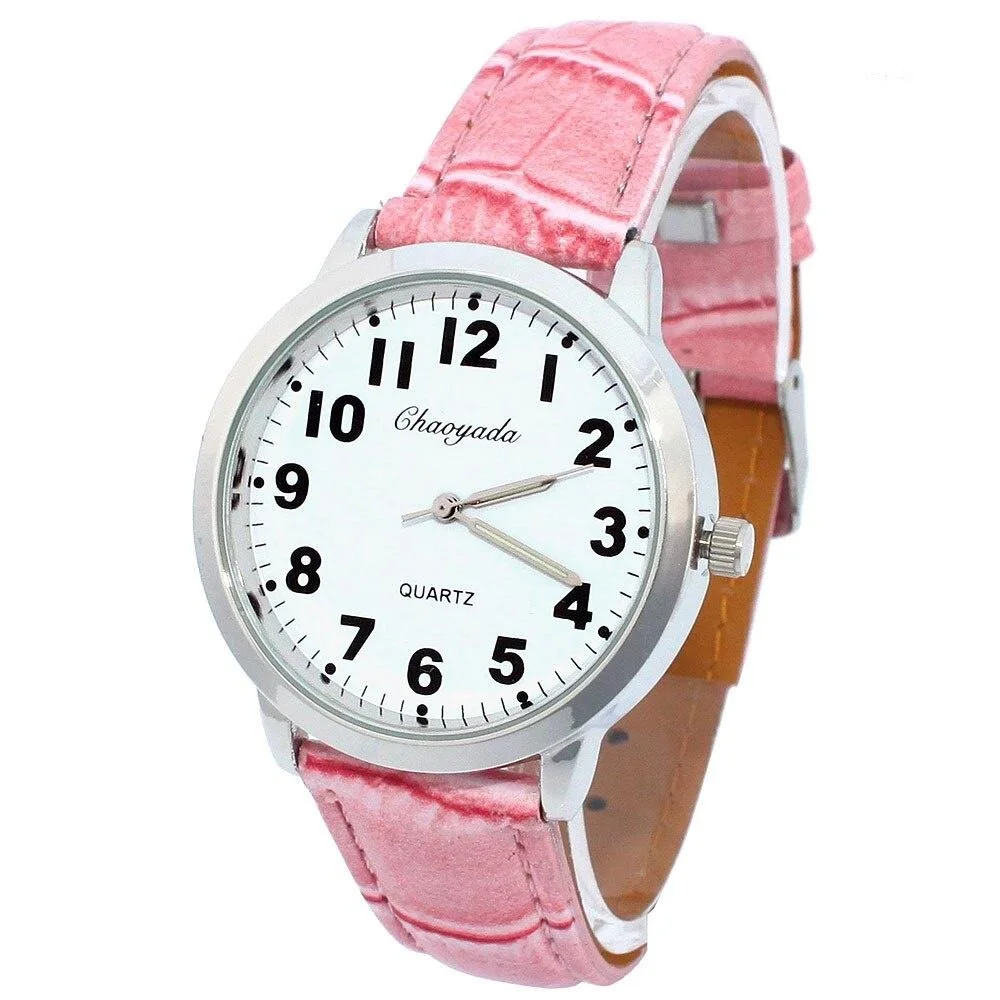 Damski zegarek kwarcowy z białą tarczą, okrągły wyświetlacz z cyframi, skórzana bransoleta, stylowy zegarek na rękę dla studentek.