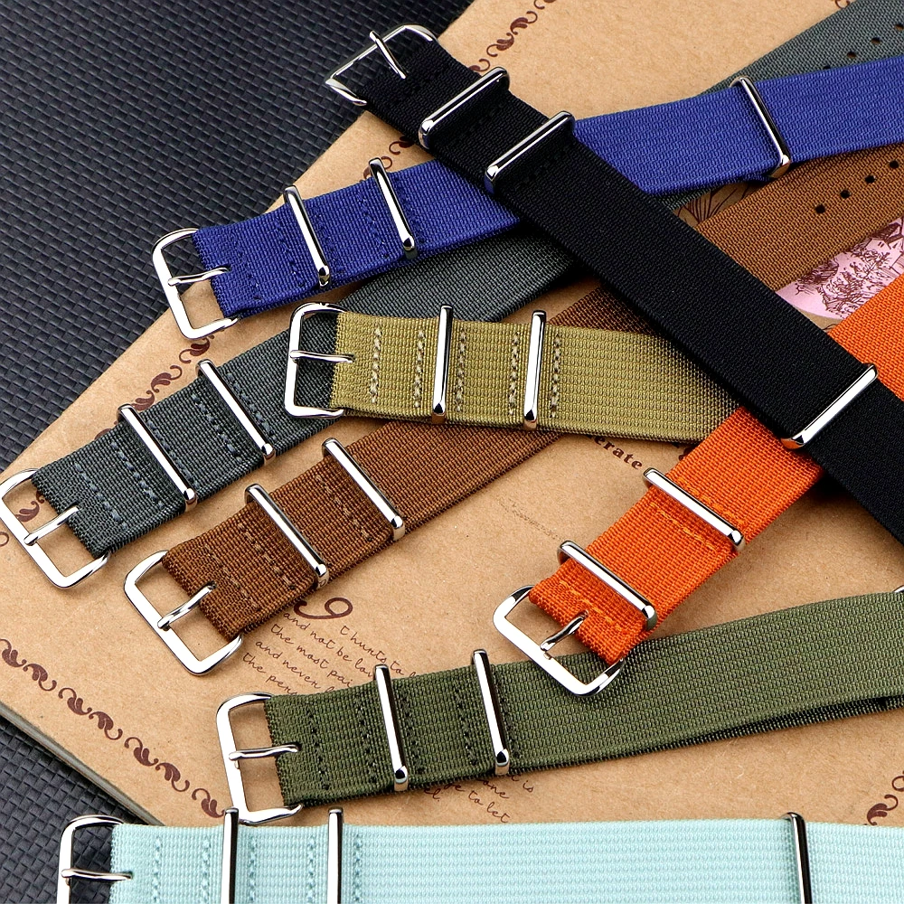 Nylon-Uhrenarmband, geripptes Armband, 16 mm, 18 mm, 19 mm, 20 mm, 22 mm, 24 mm, Ersatz für Militär-Ballistikgewebe, Premium-Uhrenarmband-Zubehör – Detail 3