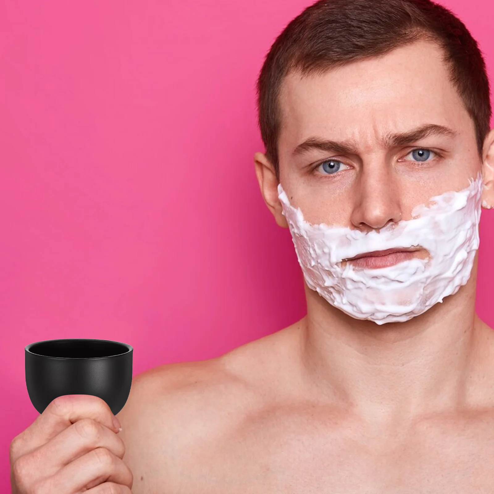 Small Shaving Bowl for Men Natural Metal Material Anti-Slip Deep Shaving Lather Bowl Multi-Use Shave Container Home Hotel Barber