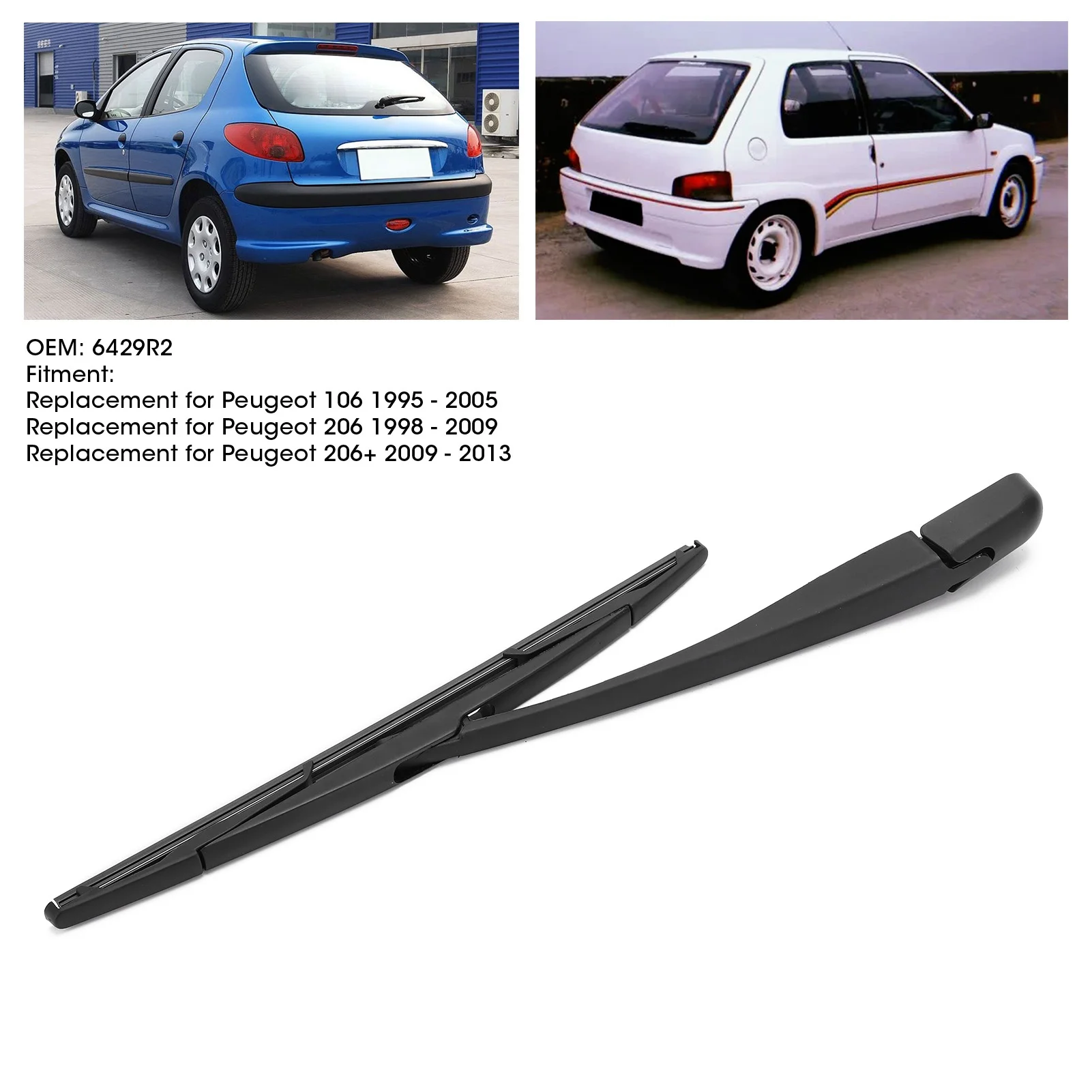 Car Rear Windshield Wiper Arm Blade Set 6429R2 Replacement For Peugeot 106/206/206+