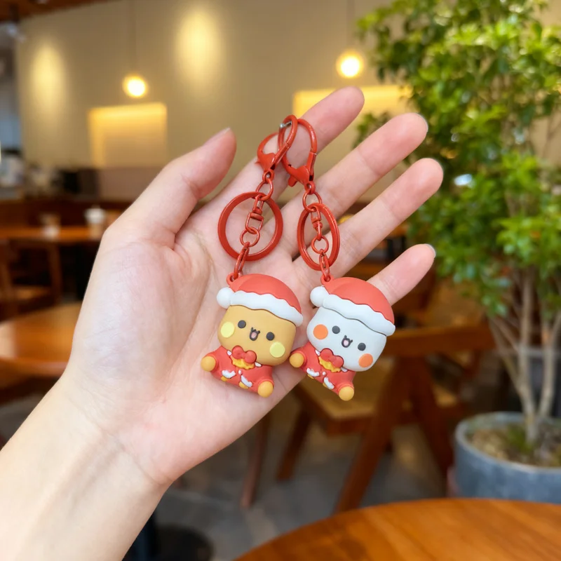 لطيف الباندا Bubu & Dudu عيد الميلاد المفاتيح، Bubu & Yier عيد الميلاد على ظهره قلادة، هدية عيد الميلاد الجدة