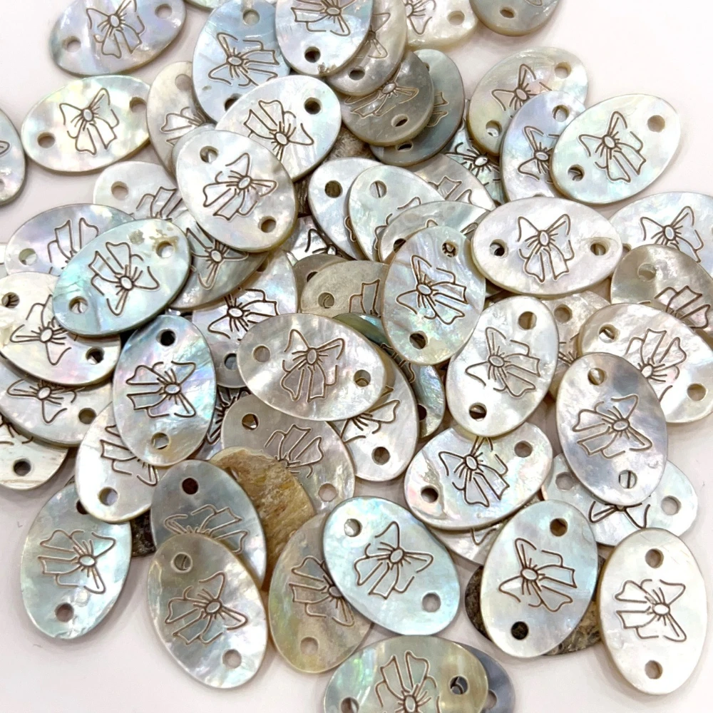 Exquisite Shell Label Button with Bow Pattern for DIY T-shirts Sweaters Hoodies Knitted Tops, Hats and Accessory Embellishments 3