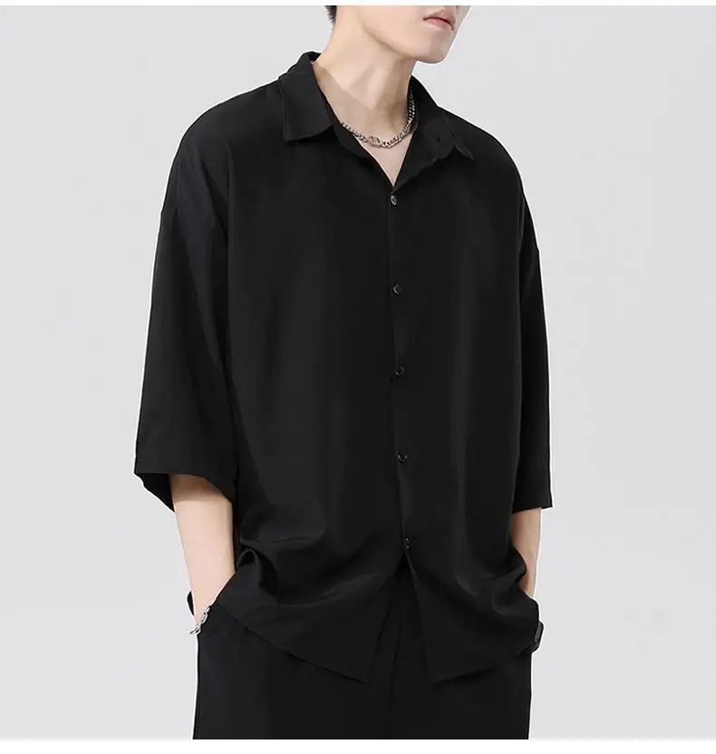 

Ice Silk Short-sleeved Shirt Men's 2026 Summer Light and Thin Breathable Loose Casual Versatile