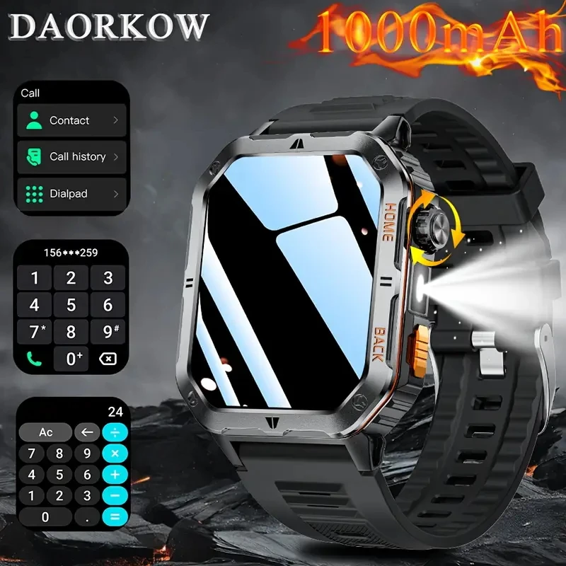 

Men's smartwatchwith LEDlightingIP68dustproof and waterproofrating,1000mAh largecapacity batteryforlong-lastingbatterylifewake u