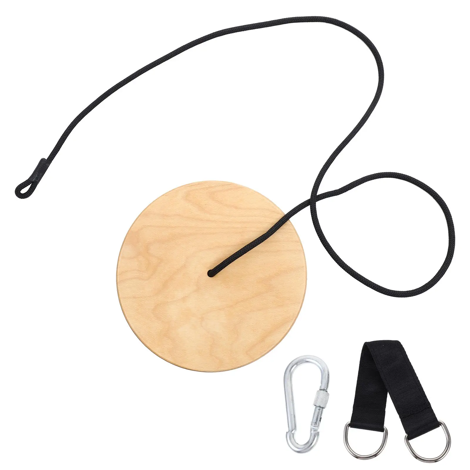 

Wooden Disc Swing for Kids Round Saucer Children Thickened Load Bearing Adjustable Rope Metal Ring Toy Swings