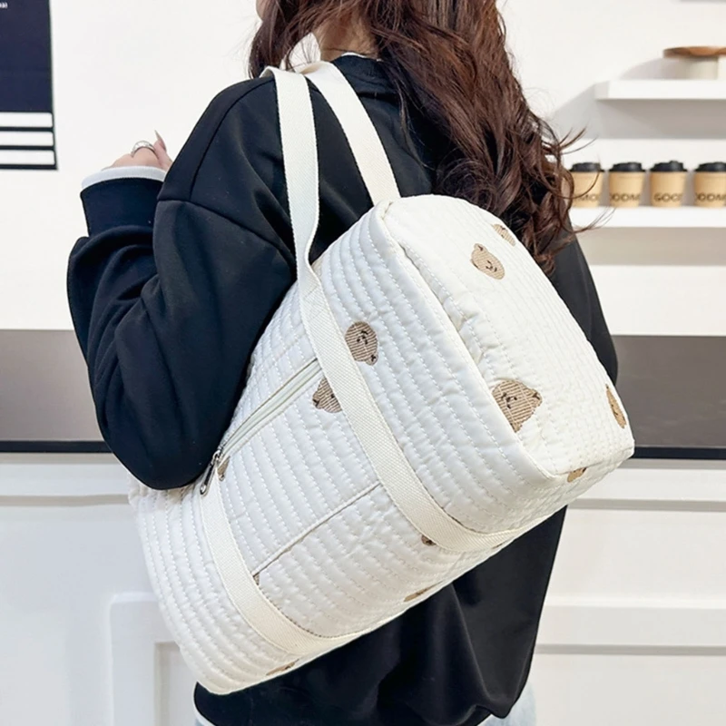 حقيبة تخزين حفاضات الأطفال المريحة المريحة لتطريز كيس تخزين حفاضات محمولة متعددة الوظائف للرحلة اليومية #6