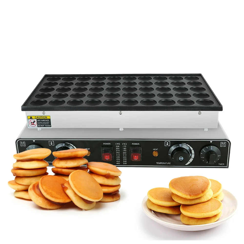 XEOLEO Commercial Electric 50 Holes Pancake Maker 850W+850W  Mini Dutch Pancake Waffle Makers Pancake Machine Mini Donut Machine