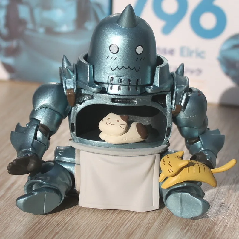 Nendoroid 796 Alphonse Elric Fullmetal Alchemist Fa Q-Version mit Austauschbarem Gesicht PVC Actionfigur Sammlerstück Trendiges Spielzeug Geschenk