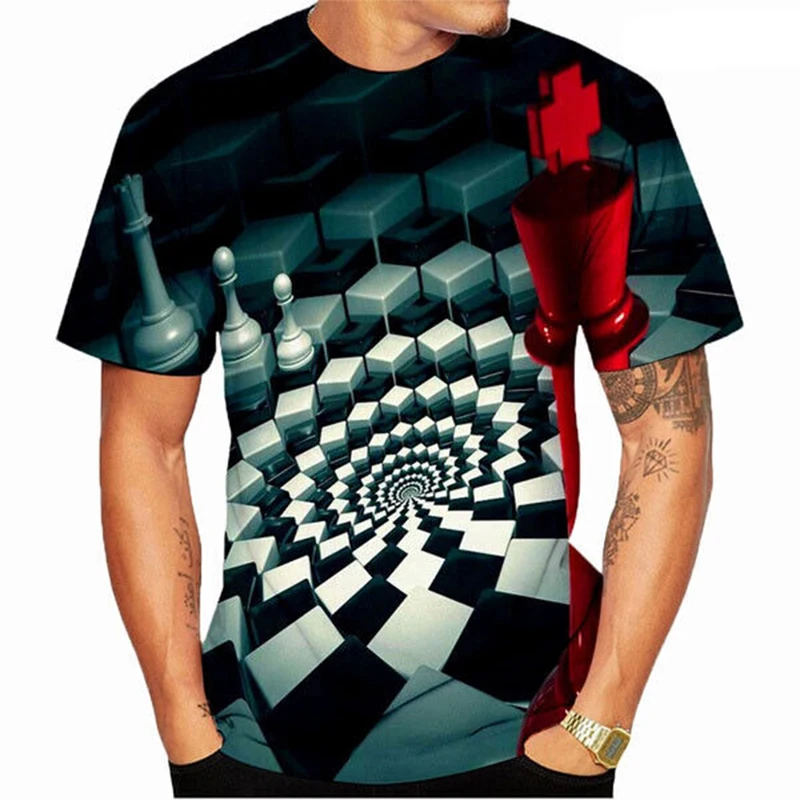 Mens Chess Graphic Tshirt Streetwear Full Print Womens Mens Short Sleeve Casual Tshirts Tops Summer Oversized Kids Chess Shirt