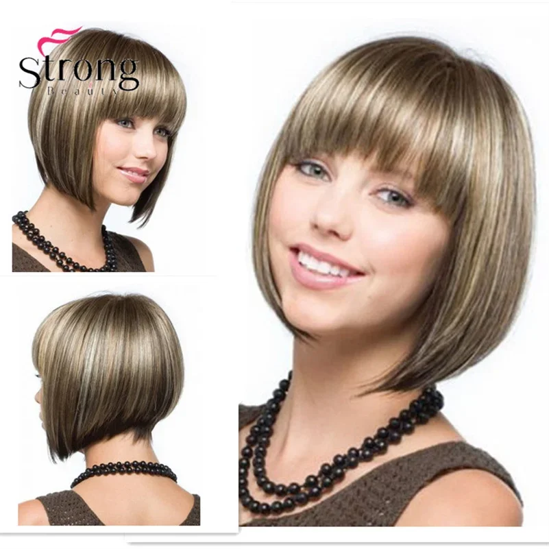 Strongbeuaty Short Brown and Auburn Lightspot Fashion Lady Synthetic Wig mix order