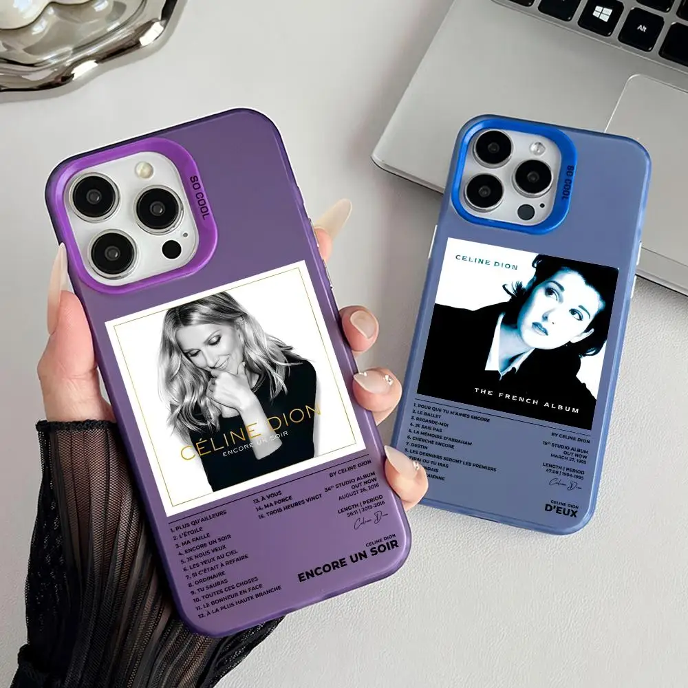 

Singer C-Celine D-Dion Phone Case Matte Laser Aurora Case for iPhone 17 16 15 14 13 12 11 Pro Max Air Shockproof Cover