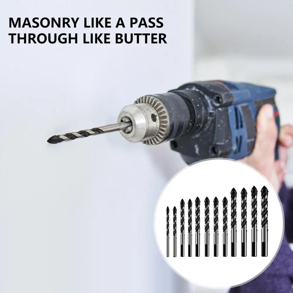 12Pcs Woodworking Triangle Drill Bit Set Drill Bit High Hardness Sharp Wear-resistant Different Specifications Alloy Workshop