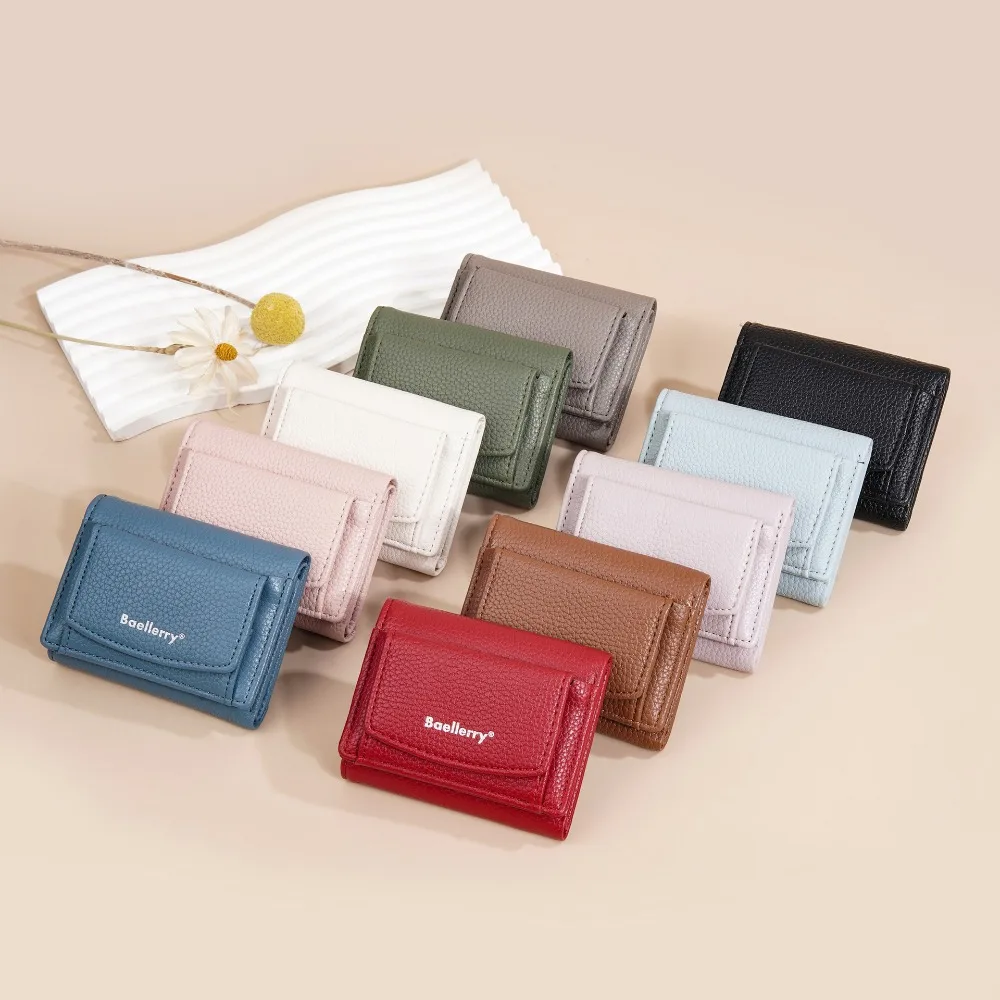 

Короткая складная сумка для карт из искусственной кожи, повседневный складной кошелек с несколькими слотами для карт, однотонный складной кошелек в корейском стиле для путешествий